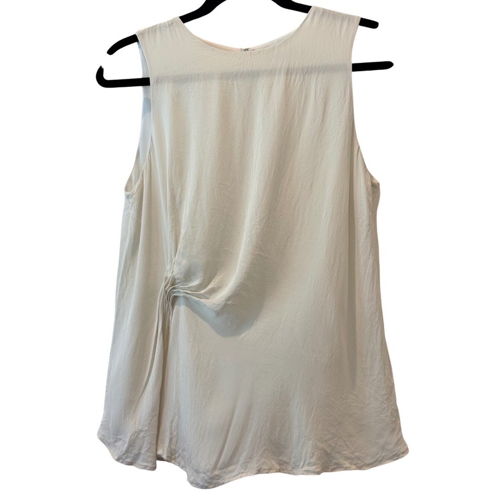 Y2K Minimalist Antonio Melani 100% Silk Ivory Sleeveless Ruched Draped Top M